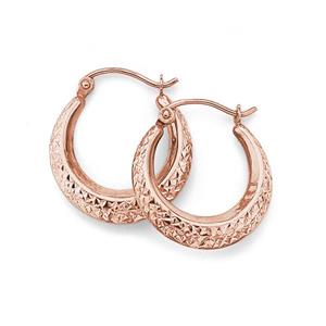 9ct Rose Gold Diamond Cut Creole Earrings