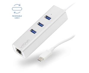 Alogic USB Typc C to Gigabit Ethernet & 3 Port USB Hub Vrova Plus Series Silver