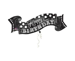 Amscan Supershape Happy Birthday Polka Dot Banner Balloon (Black) - SG7212