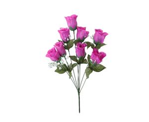 Artificial Fake Flowers Bouquet Greenery Foliage Leaf Roses Wedding Decor[Design Rose A (Purple)]