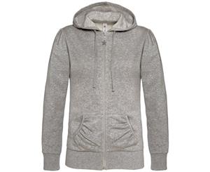 B&C Wonder Women Full Zip Hooded Sweatshirt / Hoodie (Heather Grey) - BC2014