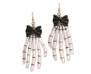 Bristol Novelty Unisex Adults Skeleton Hand Earrings (White/Black) - BN1595