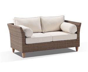 Carolina 2+1+1 Outdoor Wicker Alfresco Lounge Setting With Coffee Table - Outdoor Wicker Lounges - Brushed Wheat Cream cushions