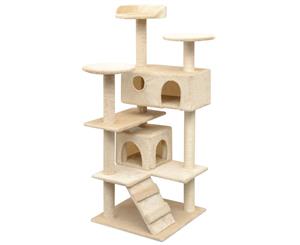 Cat Tree with Sisal Scratching Posts 125cm Beige Kitten Playhouse