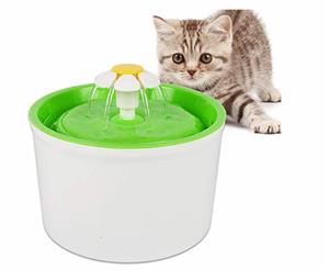 Catzon Pet Automatic Electric Water Dispenser 1.6 Liter Flower Design Pet Fountain Ultra Quiet Pump Replaceable Filter-Green