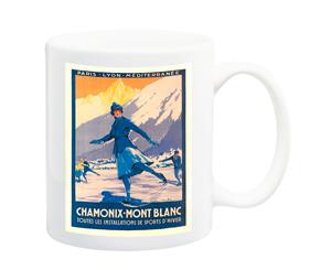 Chamonix Winter Sports Travel Poster Mug - 11 Fluid Oz