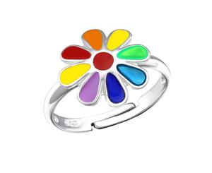 Children's Sterling Silver Rainbow Flower Ring