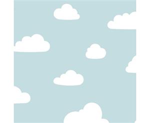 Clouds Wallpaper Soft Teal / White World of Wallpaper A618 CAO 6