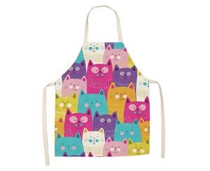 Coloful Cat Kitchen Apron Drawing Cooking