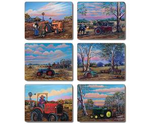 Country Kitchen TRACTORS Cork Backed Coasters Set 6 Cinnamon