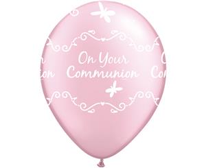 Creative Party 12 Inch Butterfly Design Communion Balloons (Pearl Pink) - SG4847