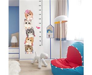 Cute Cat Height Measure Decals Wall Sticker (Size 119cm x 43cm)