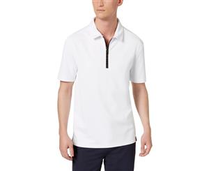 DKNY Mens Big & Tall Taped Zipper Logo Polo Shirt