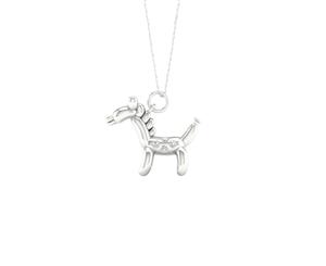 De Couer Sterling Silver Diamond Balloon Horse Pet Necklace (1/20CT TDW H-I Color I2 Clarity)