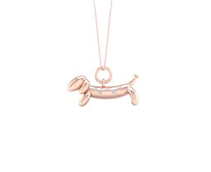 De Couer Sterling Silver Diamond Rose Gold Plated Balloon Dog Pet Necklace (1/20CT TDW H-I Color I2 Clarity)