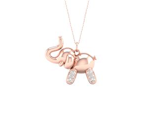 De Couer Sterling Silver Diamond Rose Gold Plated Balloon Elephant Pet Necklace (1/10CT TDW H-I Color I2 Clarity)