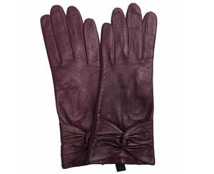 Dents Ladies Lambskin Leather Silk Lined Gloves - Berry