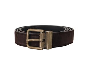 Dolce & Gabbana Brown Goatskin Gold Buckle Mens Belt