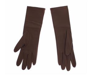 Dolce & Gabbana Brown Leather Wrist Slim Womens Gloves