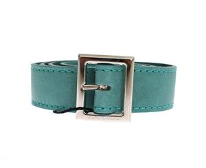 Dolce & Gabbana Green Leather Silver Buckle Logo Belt