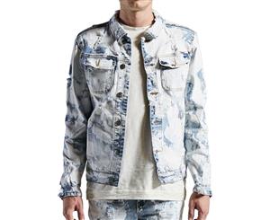 Embellish Phantom Denim Jacket in Bleach Acid - Blue