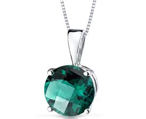 Emerald Pendant 14K White Gold Round 8 mm Lab Created 1.65 ct NSJP9114