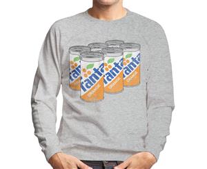 Fanta Orange 1980s Retro Cans Men's Sweatshirt - Heather Grey