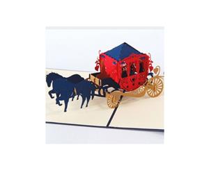 Handmade 3d Pop Up Horse Blue & Cart Greeting Card Perfect for All Occasions.