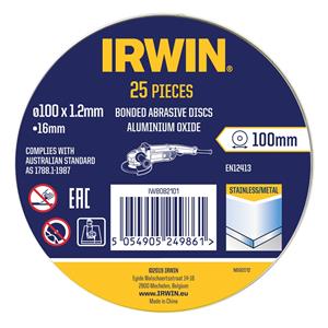 IRWIN 100 x 1.2 x 16mm Metal Cut Off Disc 25PK