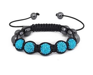 Iced Out Unisex Bracelet - Disco Ball FIVE blue - Black