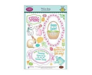 Justrite Papercraft Clear Stamp Set 6X8 - Welcome Spring 27 Piece