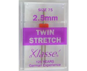 Klasse Sewing Machine Needles TWIN STRETCH 2.5mm 75/11 Pack of 1 Needle