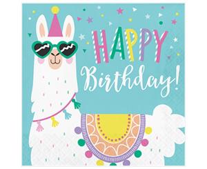 Llama Party Happy Birthday Napkins Pack of 16