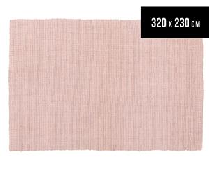 Maple & Elm 320x230cm Chunky Knit Jute Rug - Soft Pink