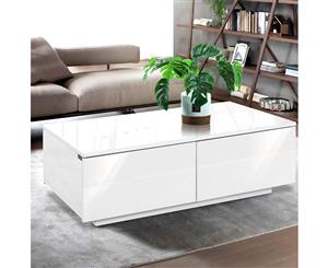 Modern Coffee Table 4 Storage Drawers High Gloss Wooden Furniture White