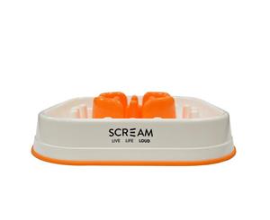 Orange Slow Feeding Interactive Dog & Puppy Bowl - 28cm x 28cm x 7cm (Scream)