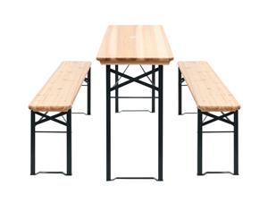 Outdoor 3pc Beer Table Bench Set Wooden Dining Chair Foldable Garden Furniture