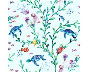 Over the Rainbow Under the Sea Wallpaper Light Teal (90941)