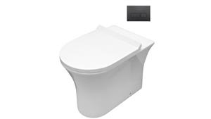 Parisi Play MK II Wall Hung Toilet Suite with Blade Rectangular Matte Black Flush Plate