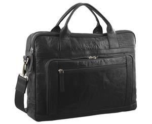 Pierre Cardin Rustic Leather Computer/Business Bag (PC2797) - Black