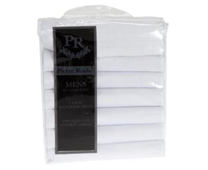 Pierre Roche Mens 100% Cotton Handkerchief (7 Pack) (White) - HAND116