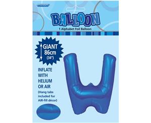 Royal Blue W Alphabet Foil Balloon 86cm