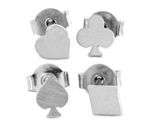 Short Story Suit Of Cards Quad Earrings - Silver