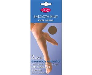 Silky Womens/Ladies Smooth Knit Knee Highs (2 Pairs) (Nude) - LW251