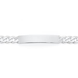 Silver 21cm Diamond Cut Flat Curb Identity Bracelet