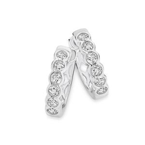 Silver CZ Bezel Hoop Earrings