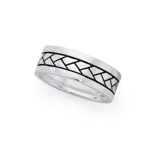 Silver Oxidised Criss Cross Centre Ring U