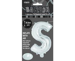 Silver S Alphabet Foil Balloon 35cm