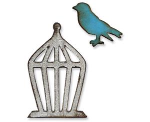 Sizzix Movers & Shapers Magnetic Dies By Tim Holtz 2/Pkg-Bird & Cage