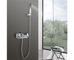 Solid Brass Bathroom Square Chrome Mixer Diverter with Shower handheld Water Hose Set